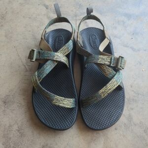 Chaco Strappy Sandals with Green and Brown Accents